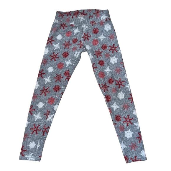 SO Girls Snowflake Print Winter Theme Leggings Pajama Pants Gray Size Small - Picture 1 of 7